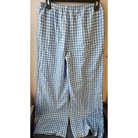 Colsie Blue White Gingham Pajama Pants XS 100% Cotton Drawstring Lounge NWT - Picture 2 of 8